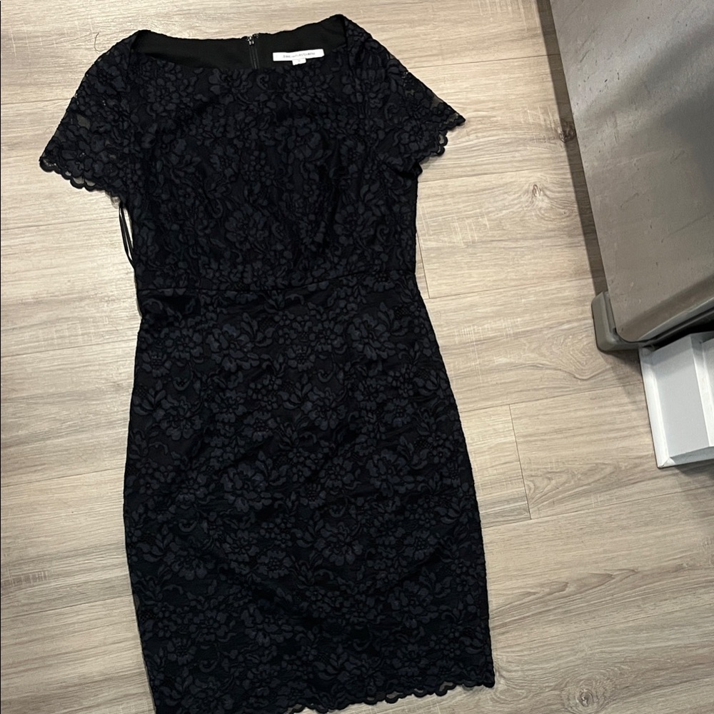 Diane Von Furstenberg Black Lace Mini Dress